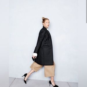 J. Crew Black Melton Italian Wool Menswear Regent Top Coat Women's Size 8